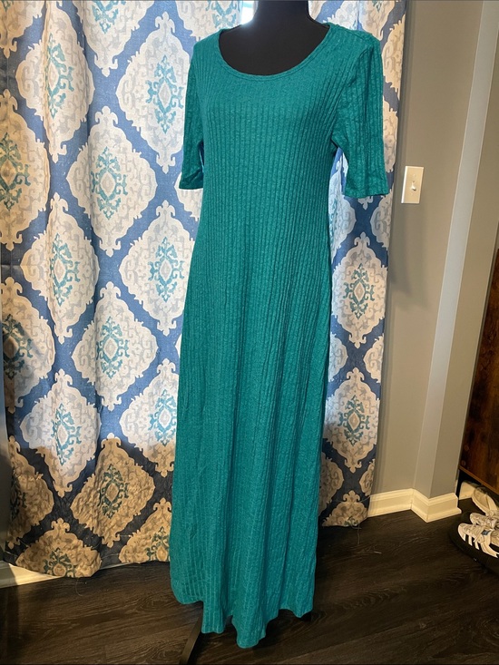 Soft Surroundings Dresses & Skirts - Teal Ribbed Scoop-Neck Maxi Dress - Women's